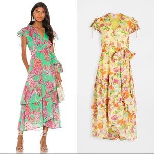 Banjanan Mercy Floral Short Sleeve Midi Wrap Dress